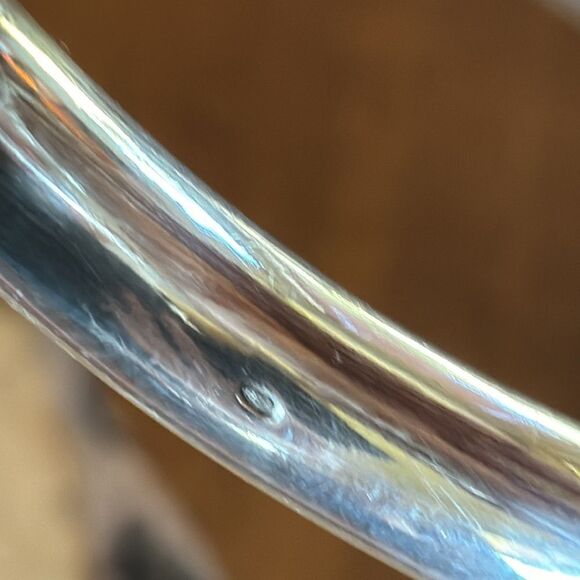 Sterling Silver Assymetrical Hollow Bangle Bracelet - Picture 3 of 7